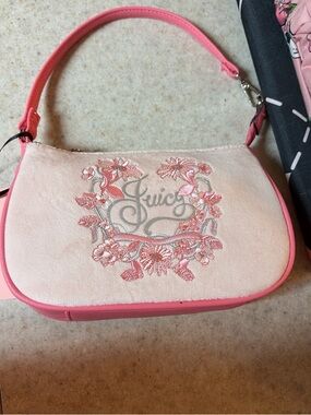 Juicy Couture Pink Embroidered Floral Shoulder Bag